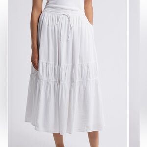 NWT Tiered Linen Blend Midi Skirt Medium